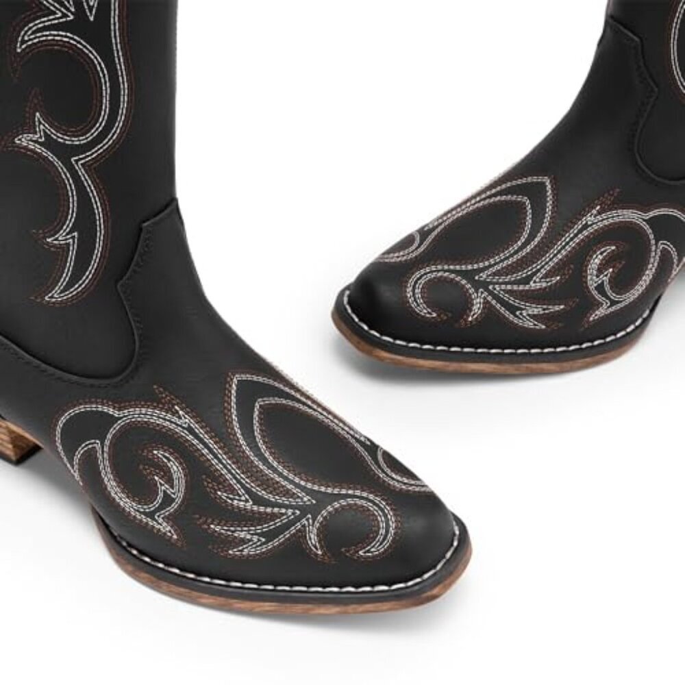 Women's Knee High Western Boots with Embroidery 1.6-Inch Heel - Picture 5 of 8